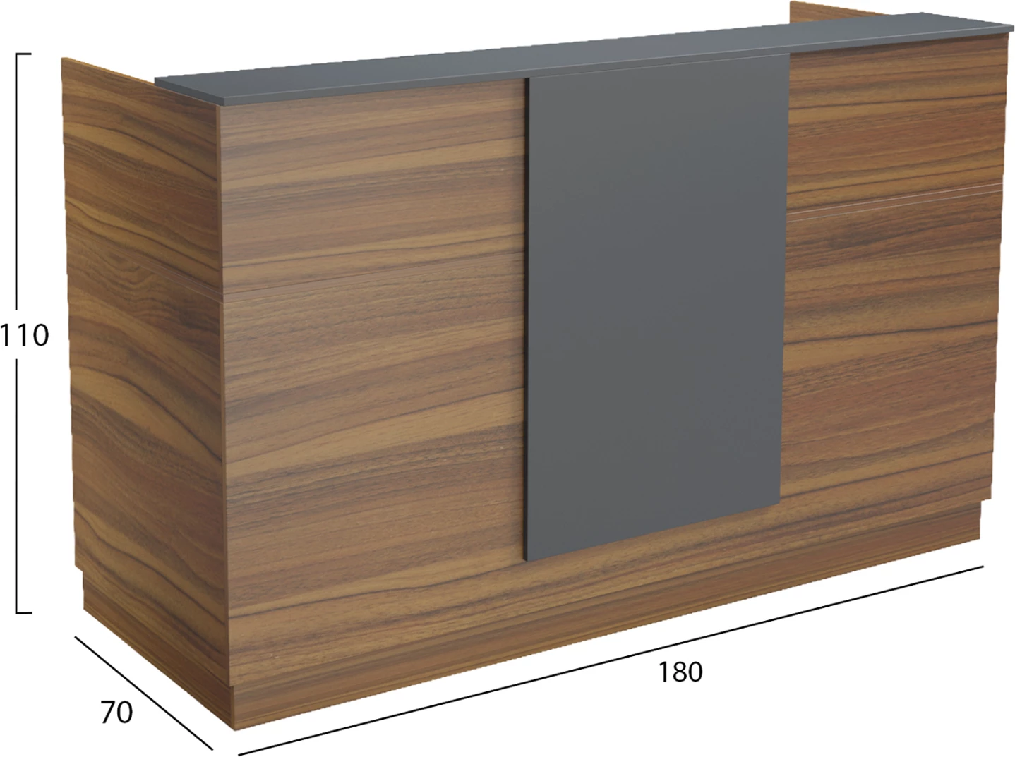 Banak recepsioni profesional KRONIC, melaminë ngjyrë arre/gri, FH2156.03, 180x70x110 cm