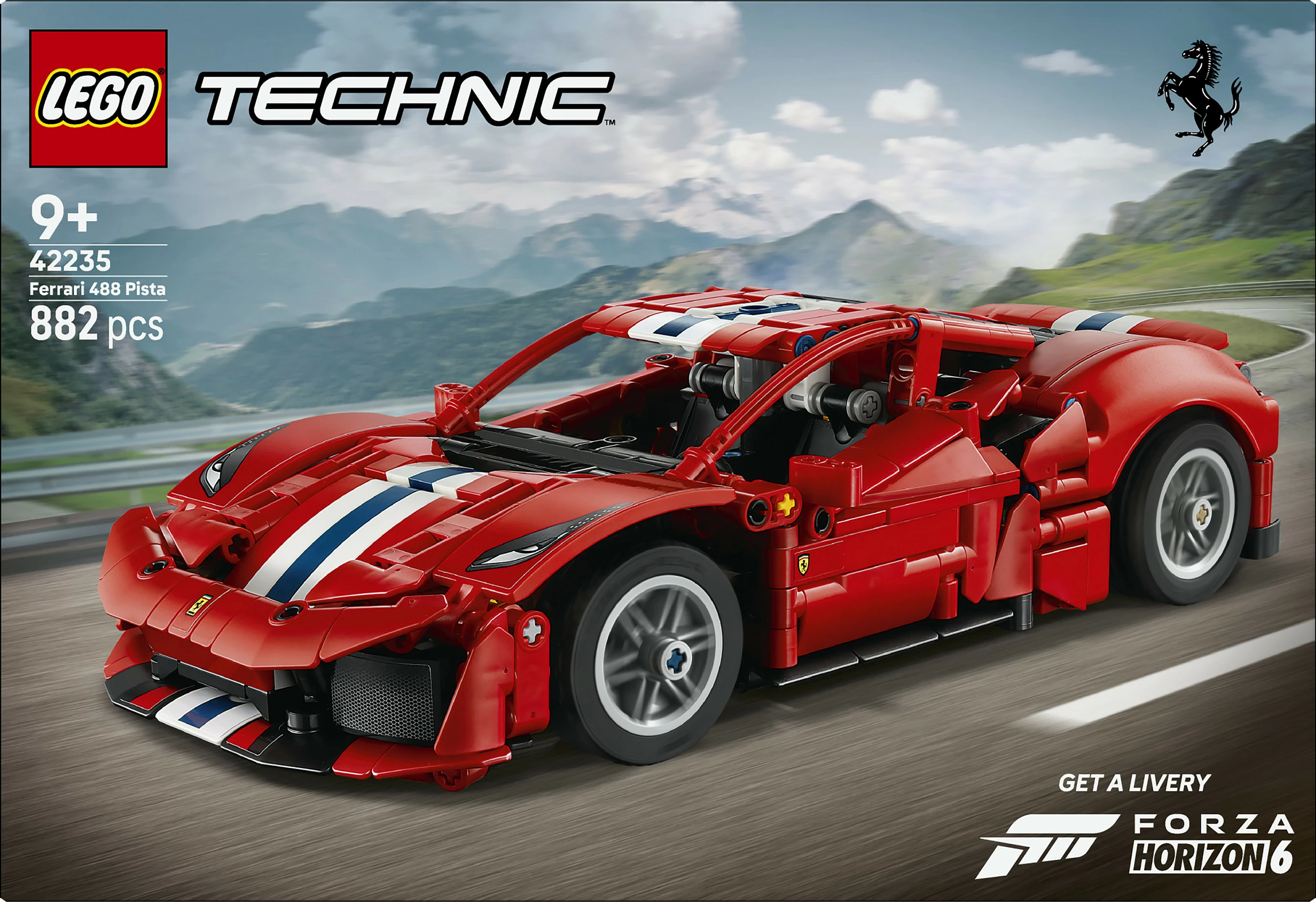 Set ndërtimi LEGO Technic Ferrari 488 Pista 42235, 882 copë, i kuq