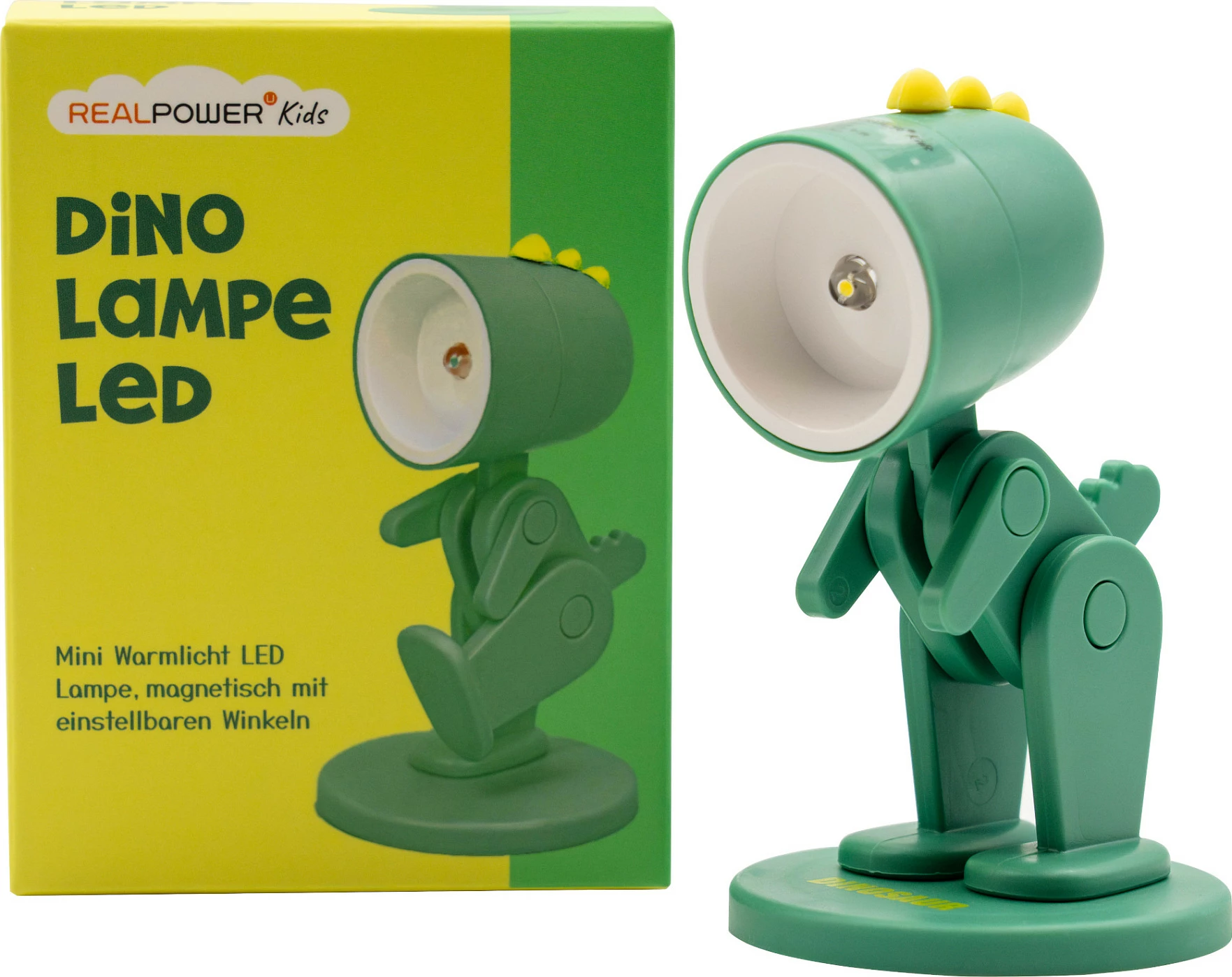 Tashllampë LED Ultron RealPower Dino, me bazë, rrotulluese, 3x LR41, e gjelbër