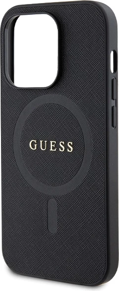 Mbështjellës Guess GUHMP14LPSAHMCK për iPhone 14 Pro, Saffiano MagSafe, i zi