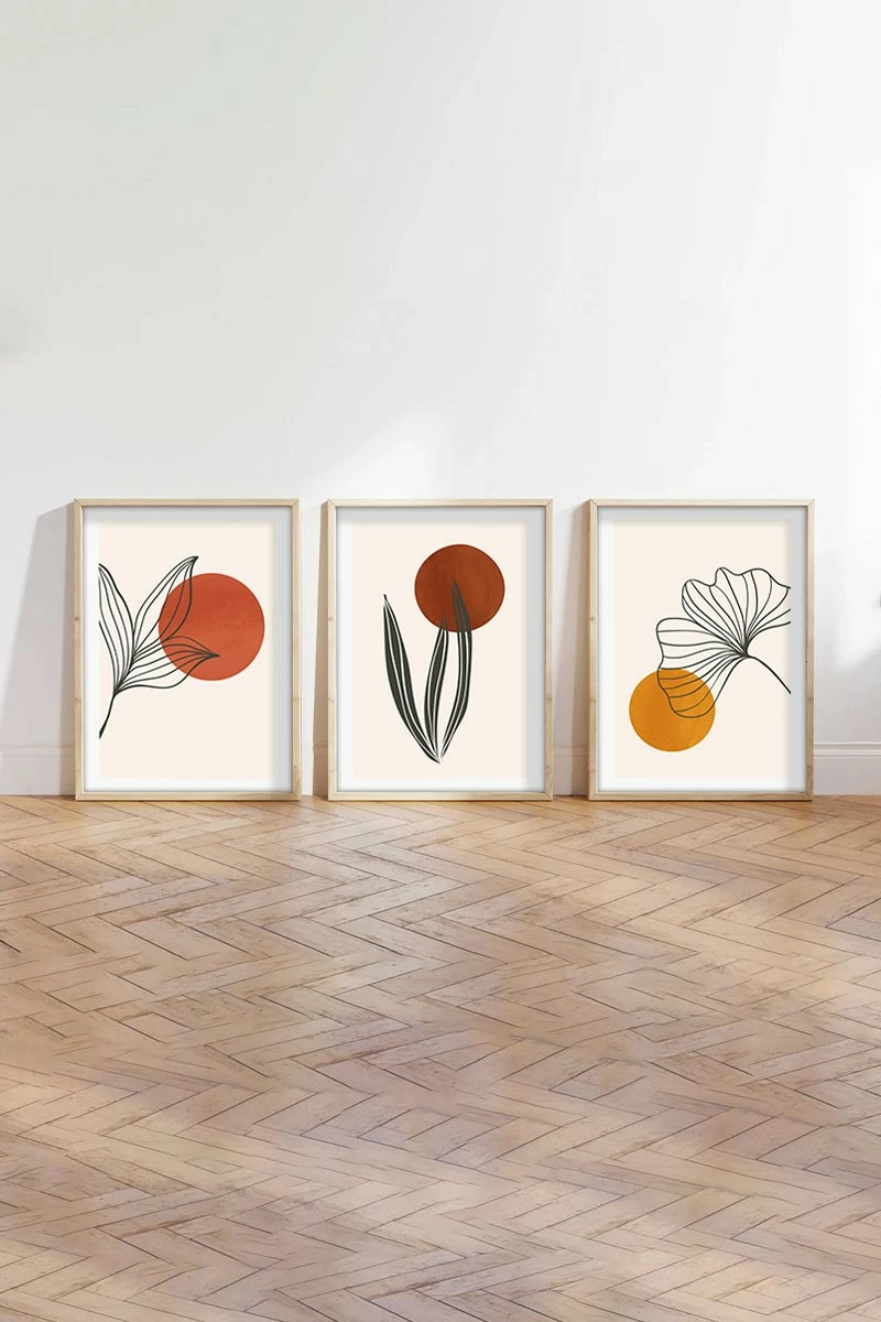 Pikturë dekorative me kornizë MDF (3 copë), Wallity, Huhu215, 30x40cm