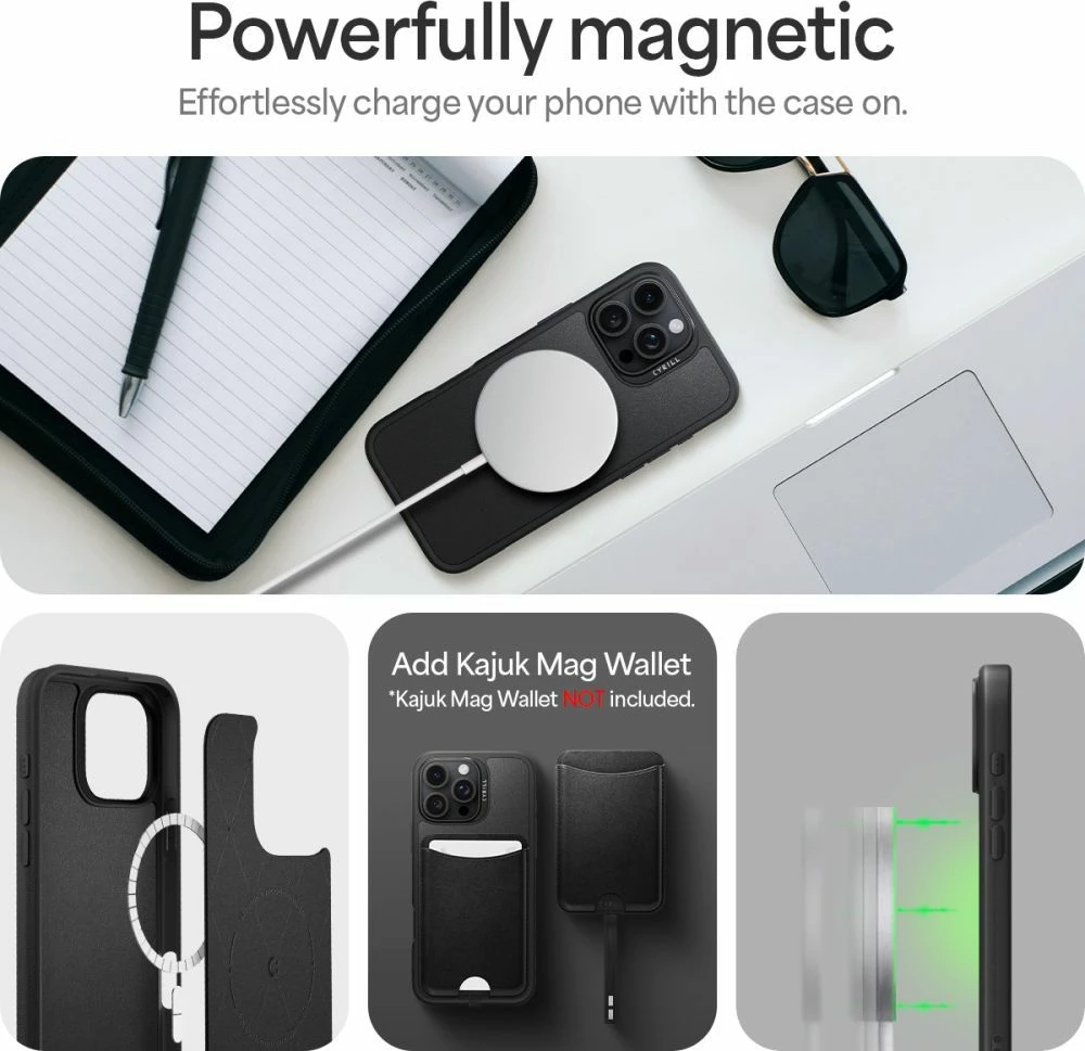 Mbështjellës Spigen Cyrill Classic Charm MagSafe për iPhone 16 Pro Max, i zi, me rrip