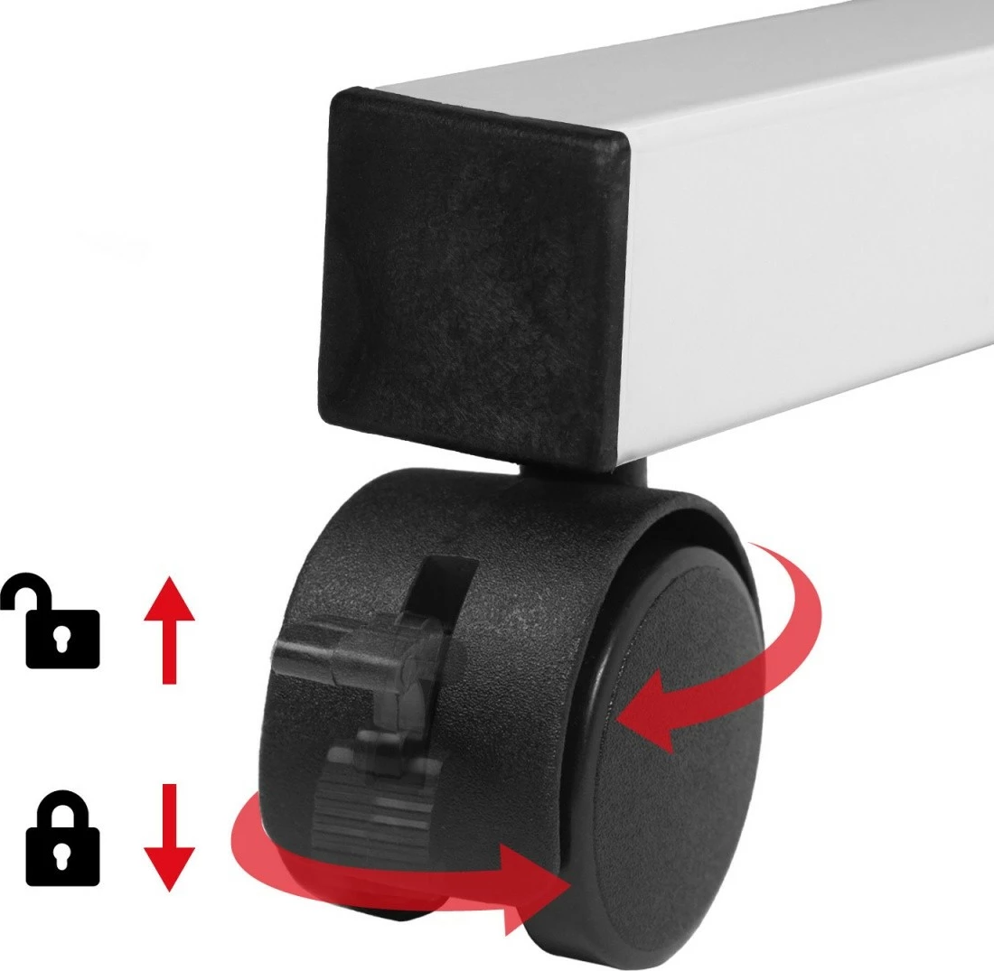 Tavolinë lëvizëse me rregullim lartësie, Maclean MC-124 W, 67–115 cm, 80x60 cm, 50 kg, e bardhë/dru