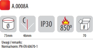 Kuti instalimi Pawbol PO-70, Ø73 mm, thellësi 46 mm, IP30, me vida, e kuqe