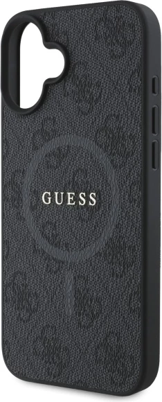 Mbështjellës Guess 4G Ring Classic Logo MagSafe për iPhone 16, e zezë