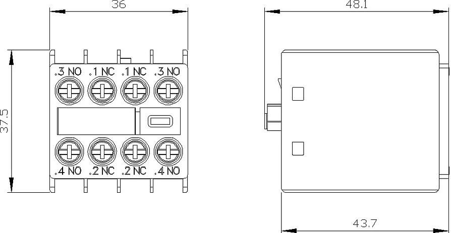 Bllok kontakti ndihmës Siemens 3RH29111FA22, 2NO+2NC, montim frontal S00/S0, lidhje me vidë, i zi