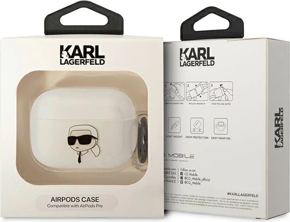 Mbështjellës Karl Lagerfeld KLAPHNIKTCT për AirPods Pro, transparent, me unazë