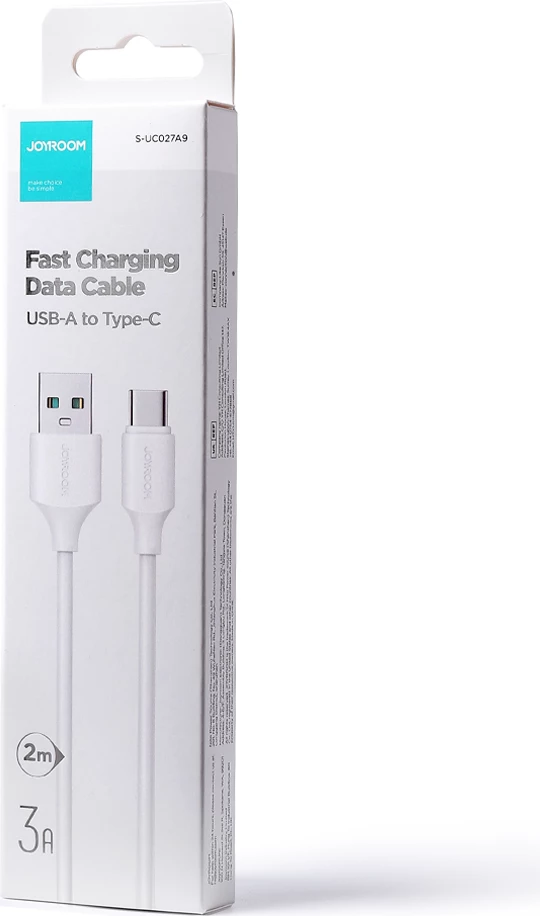 Kabllo karikimi dhe të dhënash, Joyroom, Long-Lasting Series A9 S-UC027A9, 2m 3A 20W USB-A në USB-C USB 2.0 480 Mbps, e bardhë