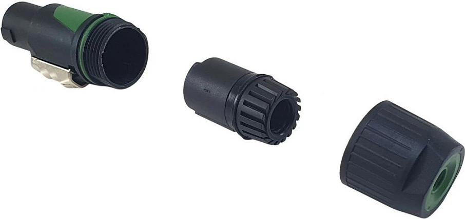 Konektor kablli speakON EQUIP 147932, 4-pol, femër, straight, zi/jeshil