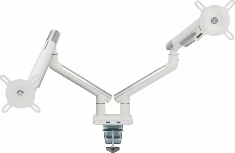 Mbajtëse monitori për tavolinë Art RAMM L-20GD, për 2 monitorë 17\"-32\", VESA 75x75/100x100, deri 9 kg, gas spring, e bardhë