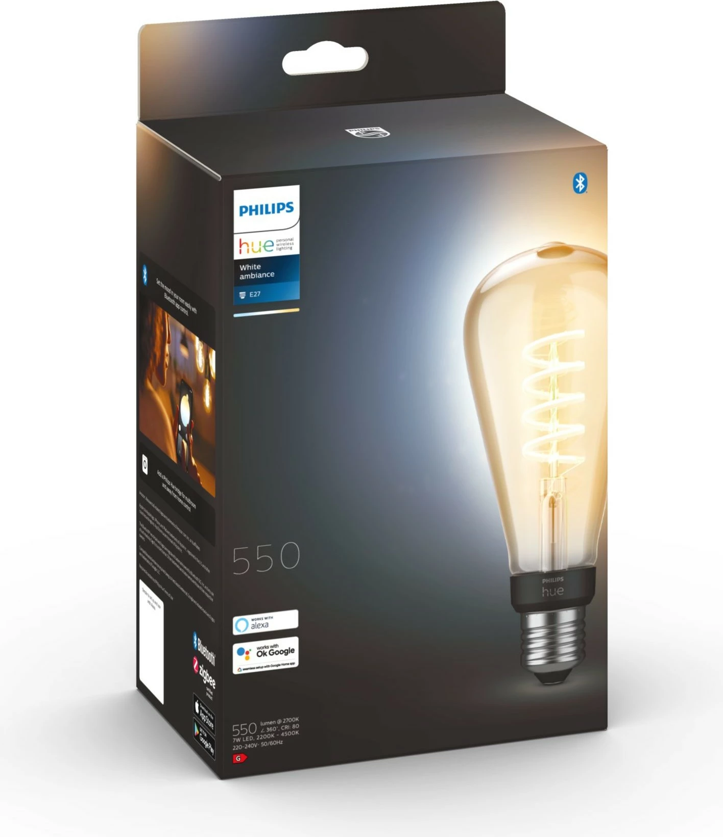 Llambë smart Philips Hue ST72, LED, E27, Bluetooth/Zigbee, Cool daylight, Warm white