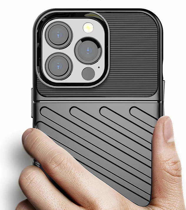 Mbështjellës Hurtel Thunder Case për iPhone 13 Pro, TPU, i zi