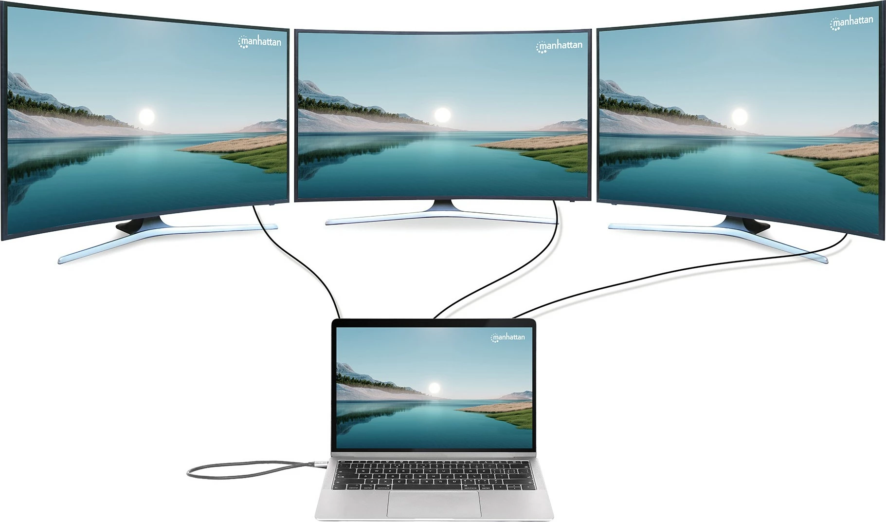 Docking station MANHATTAN 12-in-1, 4K, 1xHDMI, 2xDP, 3xUSB-A, gri