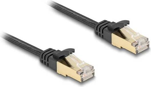 Kabllo rrjeti DeLOCK RJ45 Cat6a, e sheshtë, 2 m, S/FTP, e zezë