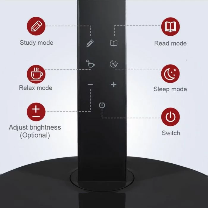 Llambë tavoline LED TaoTronics Stella TT-DL10, 4 mënyra ndriçimi, dimmable, USB 5V/1A, 70 cm, e zezë