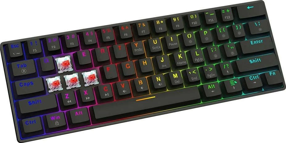 Tastierë mekanike SAVIO BLACKOUT X2 RED, 60%, RGB, me kabllo, e zezë