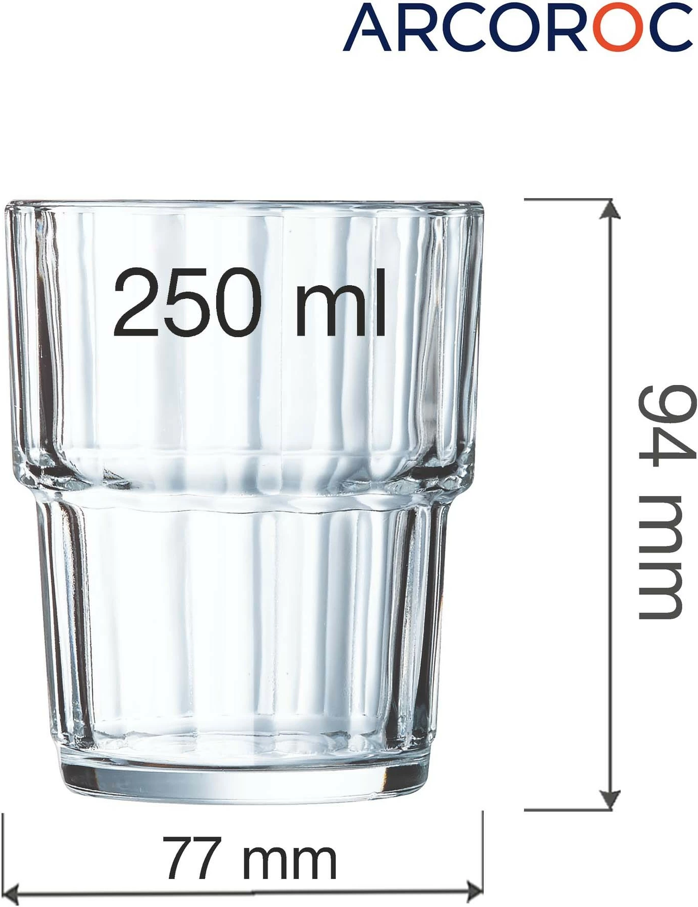 Gotë lowball Arcoroc Norvege 250 ml qelq i kalitur transparente, set 6 copë