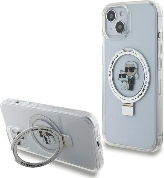 Mbështjellës Karl Lagerfeld Ring Stand Karl&Choupette MagSafe për iPhone 14/15/13, Bardhë