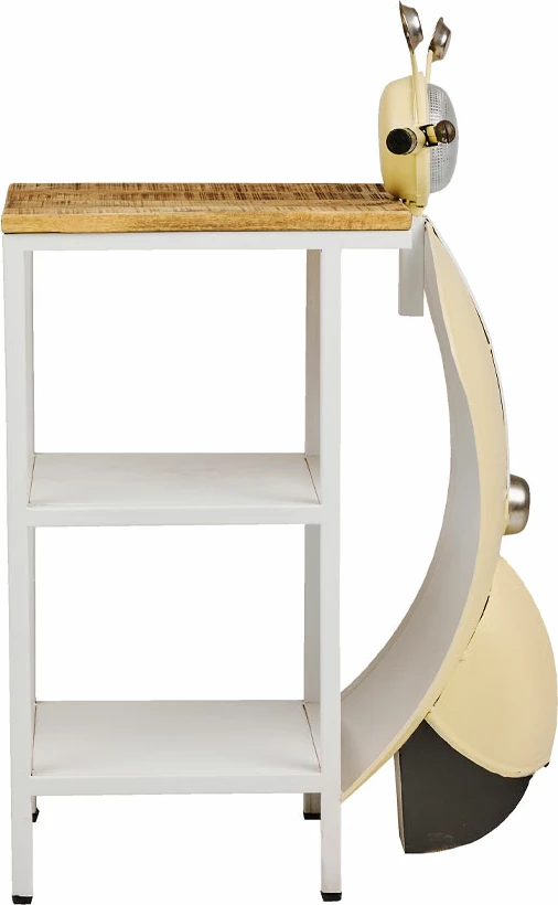 Tavolinë anësore MINI VESPA me rafte, ngjyrë krem e bardhë, natyrale, 61x45x88