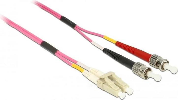 Kablë fibër optike DeLOCK LC në ST, OM4 multimode, 0.5 m, violete