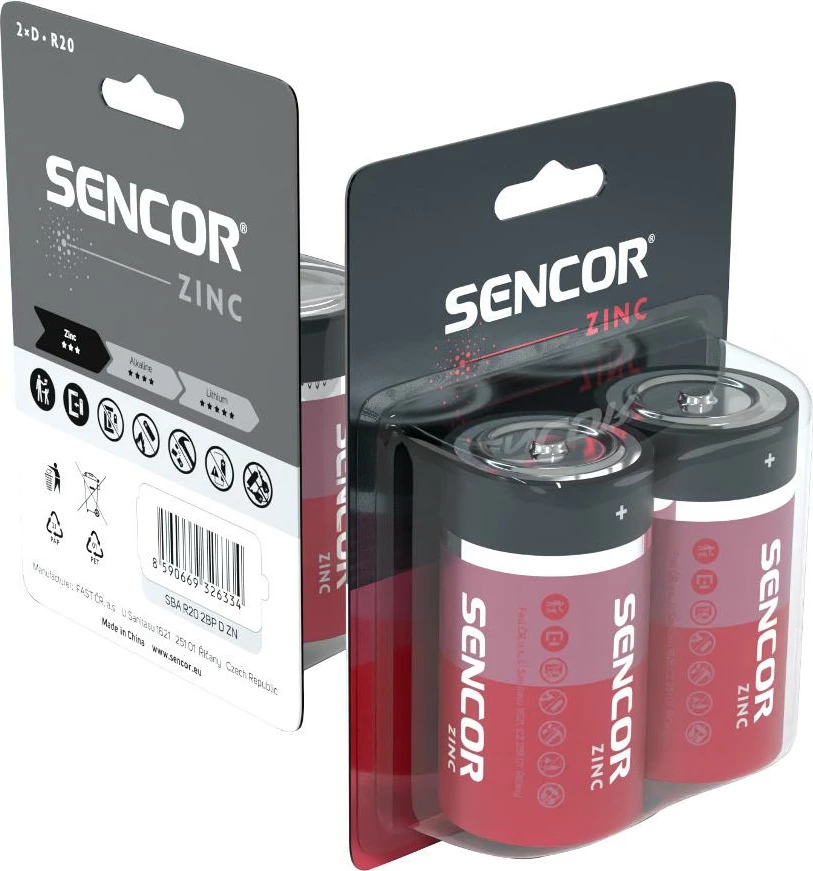 Bateri Sencor SBA R20 2BP D Zn, 2 copë
