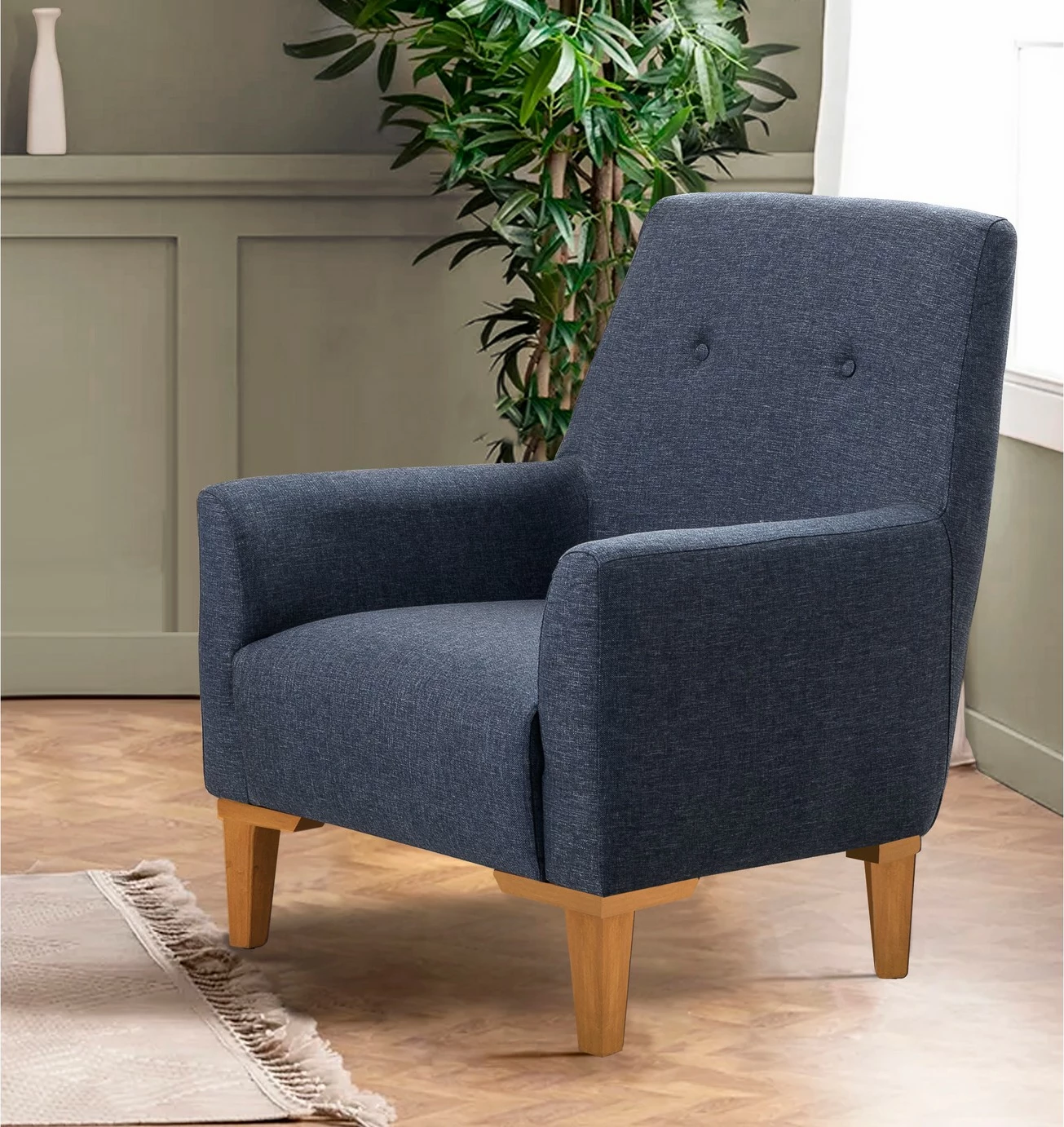 Set divanësh Atelier del Sofa, Vina, ngjyrë kaltër e errët, këmbë druri Atlantic Pine