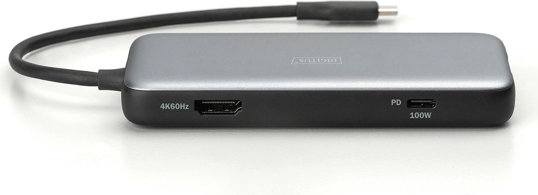 Docking USB-C Digitus, HDMI 4K, USB 3.2, RJ45, SD/MicroSD, USB PD, alumini gri