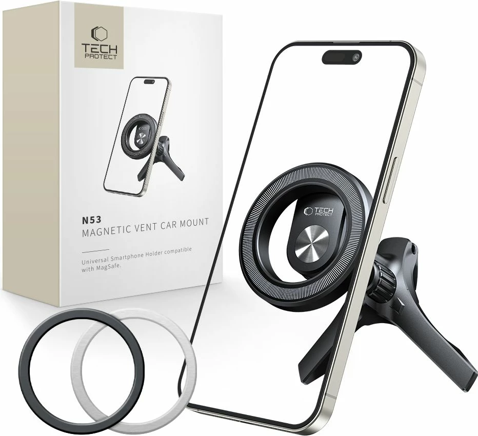 Mbajtës magnetik për veturë Tech-Protect N53 me MagSafe, i zi