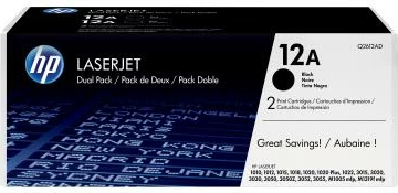 Toner HP 12A Q2612AD, i zi, paketë dyshe