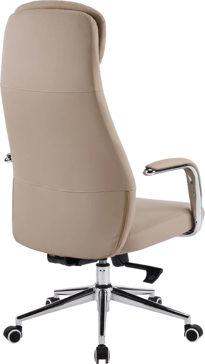 Karrige zyre SONTY, lëkurë PU bezhë, bazë kromi, FH18354.02, 64x68x125cm