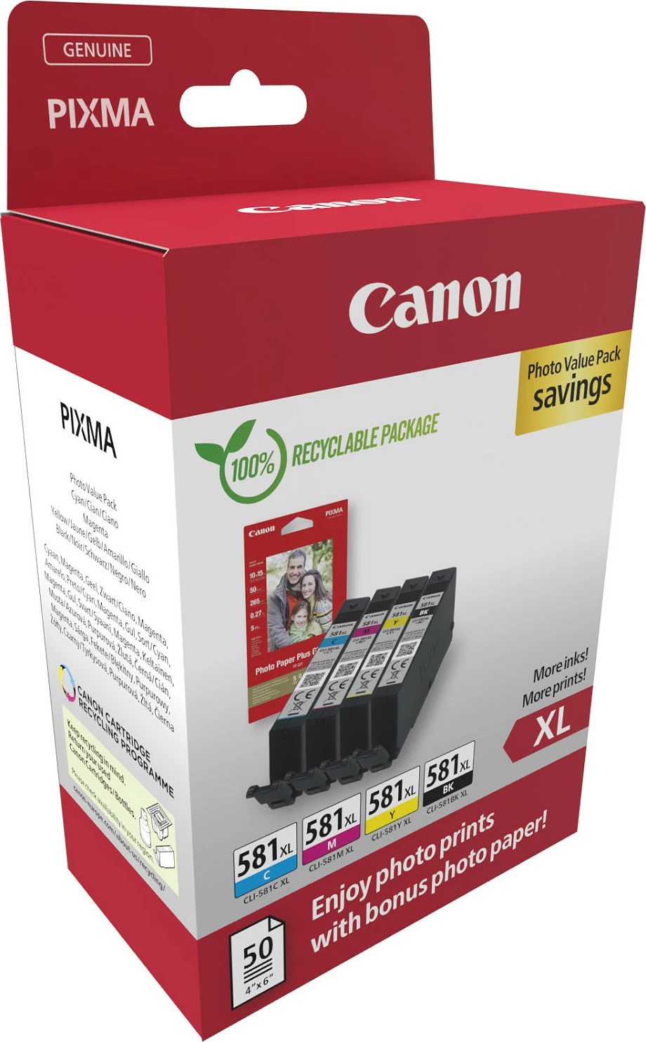 Kasë Canon 2052C006, High (XL) Yield, Black, Cyan, Magenta, Yellow, 8.3 ml, 8.3 ml, 4 pc(s), Photo value pack