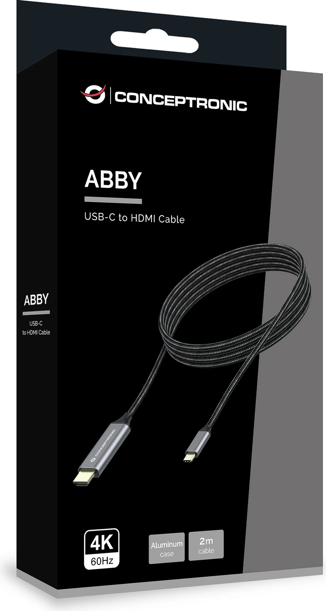 Kabllo USB-C në HDMI Conceptronic, 2 m, 4K@60Hz, Gri