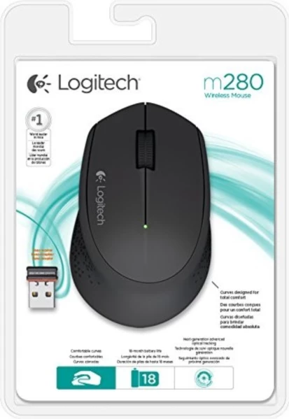 Maus wireless Logitech M280 1000 DPI me USB receiver, i zi