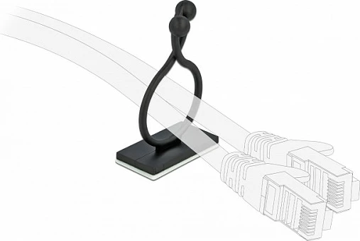 Mbajtës kabllosh DeLOCK vetëngjitës, 10 copë, max 2.1 cm, najlon, e zezë