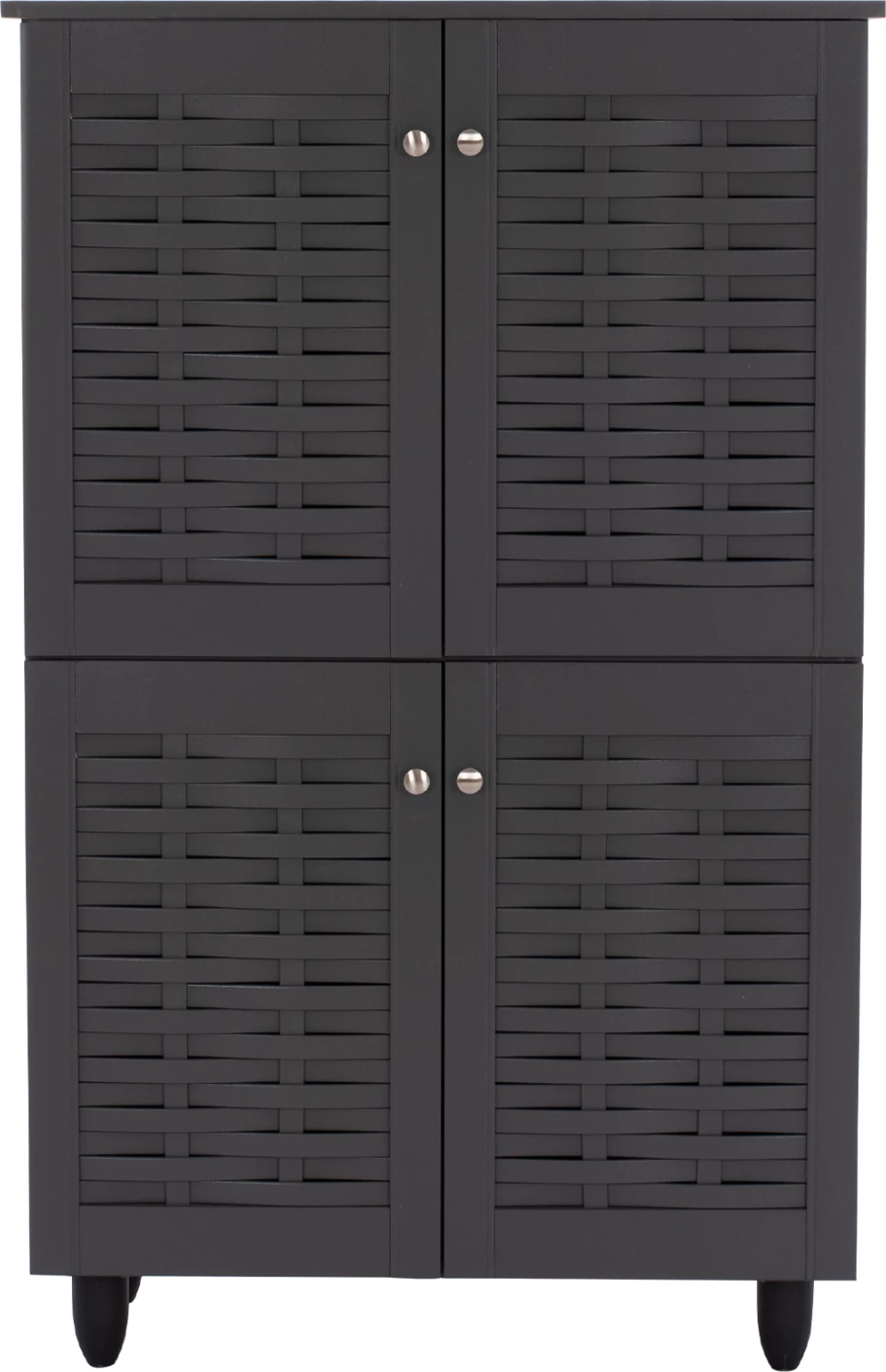 Kabinet këpucësh KABIRA, FH2210.10, 4 dyer, melaminë, ngjyrë gri e errët, 77x34x123H cm