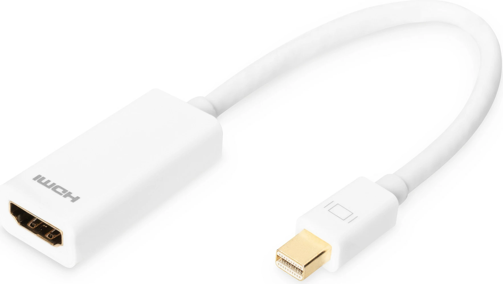 Adapter Digitus Mini DisplayPort në HDMI, 0.15m, i bardhë