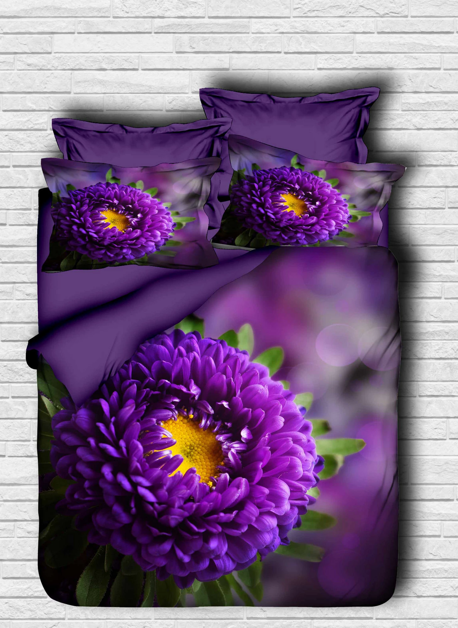 Set mbulesë për jorgan king size, L'essentiel, 136, ngjyrë vjollcë, jeshile, e verdhë (3 copë)
