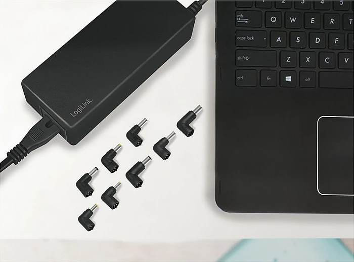 Adapter rryme për laptop LogiLink 90W, universal me 9 maja, i zi