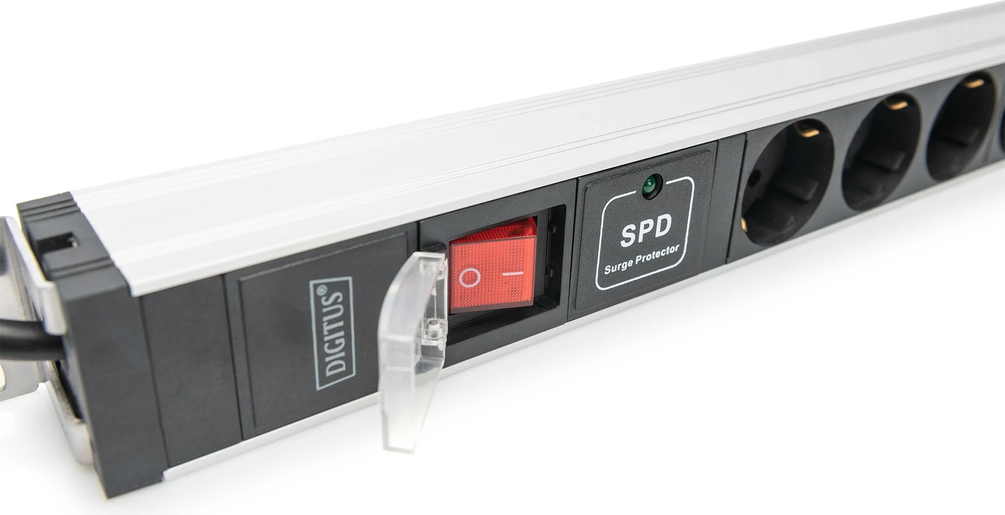 Prizë rack Digitus PDU 1U, 5x Schuko, 16A, alumini, mbrojtje nga mbingarkesa