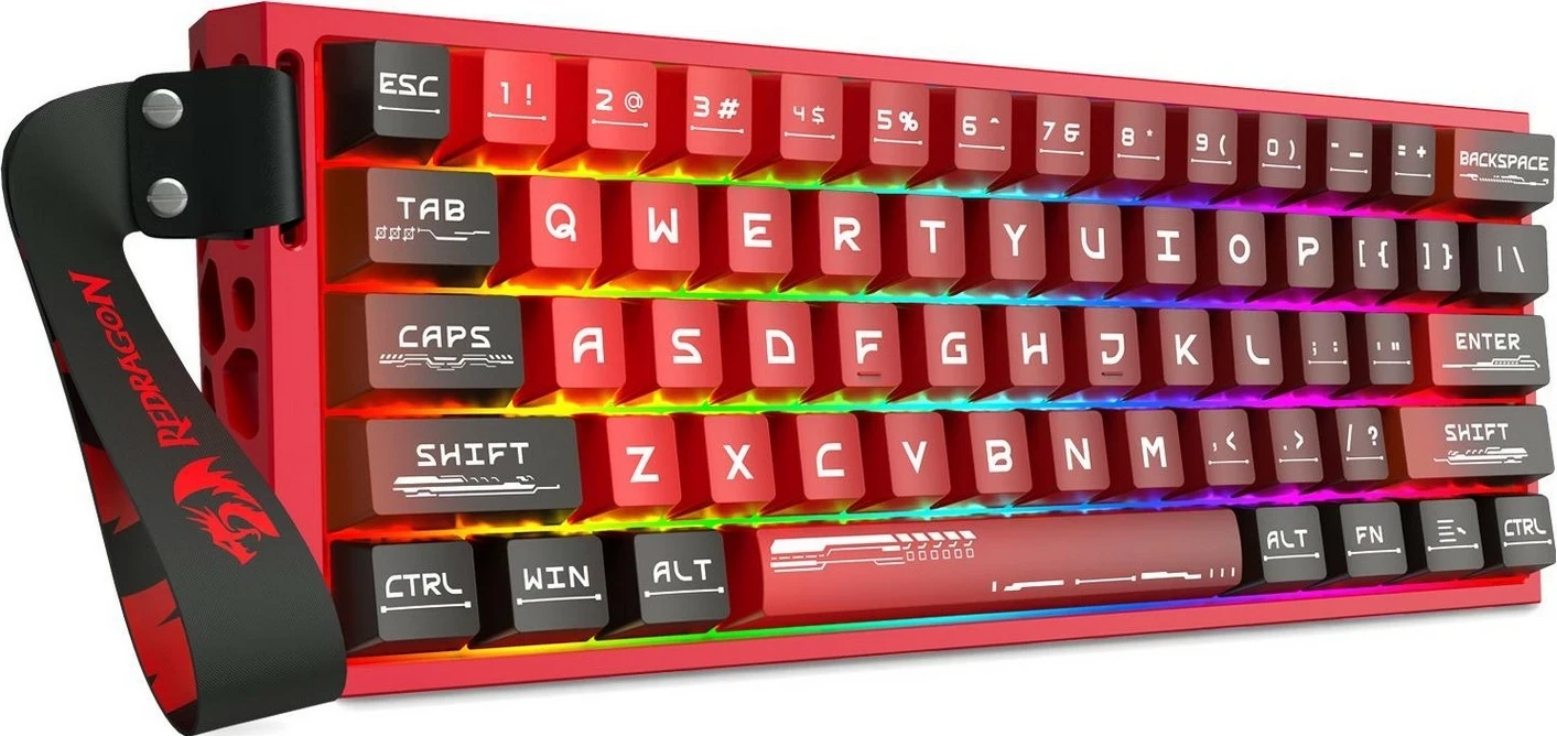 Tastierë gaming Redragon Venom K753-RGB-M, 60%, RGB, Hot-Swap, USB-C, e kuqe