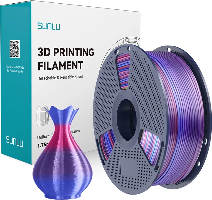 Filament për 3D printer Sunlu PLA+ Silk R 02 1.75 mm 1 kg, Rainbow 02, 1 bobinë