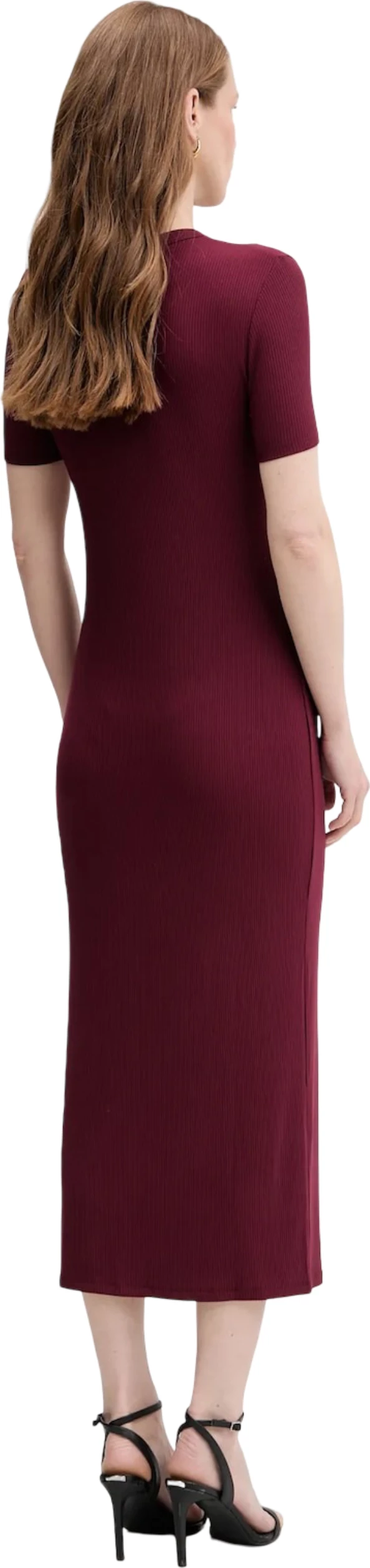 Fustan për femra Calvin Klein Jeans MODAL RIB SS DRE LV044C902G, bordo [Madhësia: S]