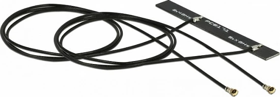 Antenë WiFi e brendshme DeLOCK, 2x MHF4L, 3-5 dBi, 2.4/5 GHz, kabllo 50 cm, e zezë