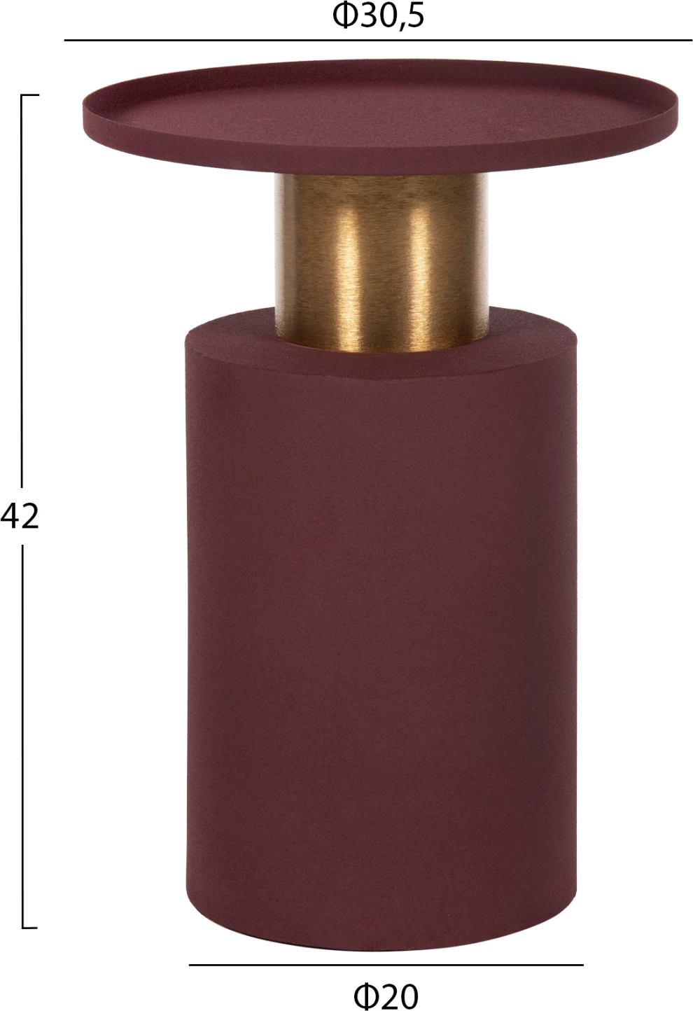 Tavolinë anësore PUNJAB FH4240.06 metalike, ngjyrë tulle-ari/bronz Φ30.5x42H cm