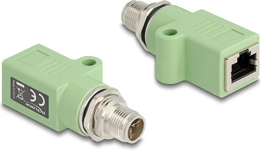 Adapter Ethernet industrial DeLOCK 60681, M12 në RJ45, Cat5e, S/UTP, i gjelbër
