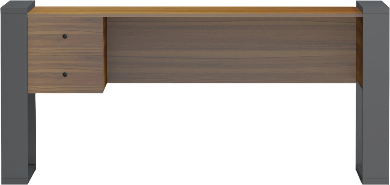 Tavolinë pune me 2 sirtarë, ngjyrë arre, këmbë gri, TONTEL FH2157.03, 160x60x73cm