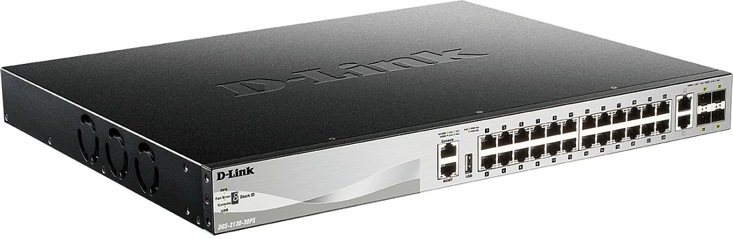 Switch D-Link DGS-3130-30PS/E, Managed, L3, 24 porte Gigabit, PoE, rackmount