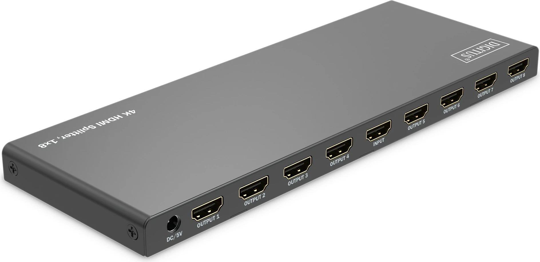 Splitter HDMI Digitus 4K, 1x8, 3840 x 2160 piksel, Metal, E zezë