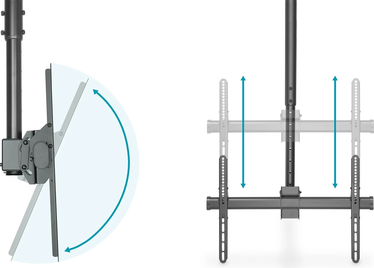 Mbajtës tavani për TV Digitus universal, 37-70 inch, rregullim lartësie, çelik, i zi