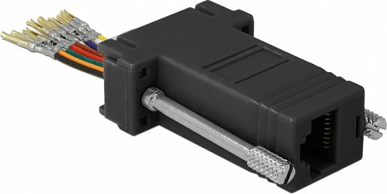 Adapter serial DeLOCK 66165, Sub-D 9-pin (DB9) F në RJ-45 F, i zi/inoks